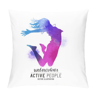 Personality  Watercolour Jumping Women Vector Pillow Covers