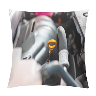 Personality  Selective Focus Of Engine Oil Dipstick In Motor Compartment Pillow Covers