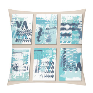 Personality  Set Of Blue Business Card Templates Pillow Covers