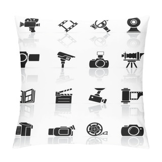 Personality  Set Of Black Photo-video Icons Pillow Covers