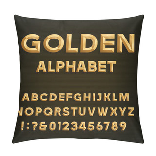 Personality  Golden Beveled Font. Vector Alphabet. Pillow Covers