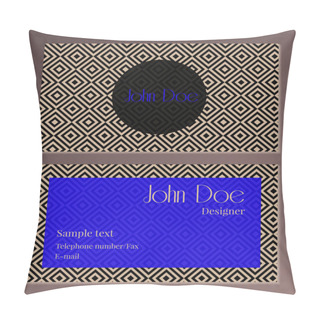 Personality  Art Deco Black And White Businness Card With Seamless Pattern Pillow Covers