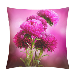 Personality  Aster Flowers Bouquet Art Design Pillow Covers