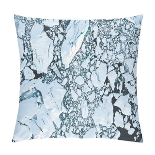 Personality  Overhead Aerial Shot Of Ice Floes In Beautiful Blue Color Shot In Iceland Pillow Covers