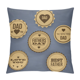 Personality  Vector Set: Vintage Happy Fathers Day Labels And Icons Pillow Covers