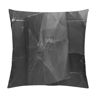 Personality  Black Crumpled Paper On A Black Shabby Grunge Background. Dark Paper Mock Up For Design. Folded Sheet On A Dramatic Background. Vintage Mock Up Pillow Covers