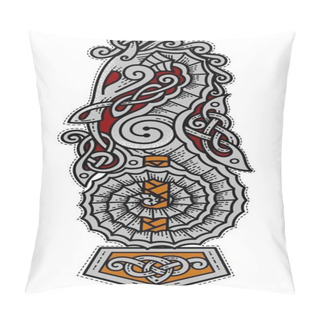 Personality  Viking Seahorse Logo With Thor's Hammer, Warrior Pillow Covers