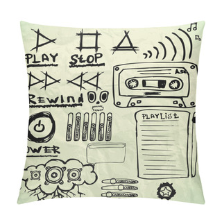 Personality Music Sketches Set Vector Illustration   Pillow Covers
