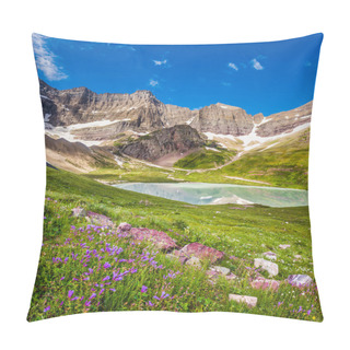 Personality  Cracker Lake And Wild Lilies In Glacier National Park, Montana Pillow Covers