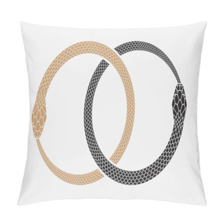 Personality  Ouroboros, Symbol Of Infinity. Mythology Design Element. Vector Illustration Isolated On White Background Pillow Covers