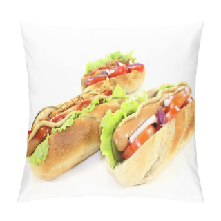 Personality  Various Hot Dog's Against White Background Pillow Covers