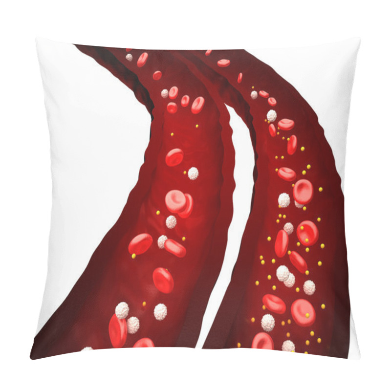 Personality  Blood Stream - Normal Vs Diabetes - Isolated On White Pillow Covers