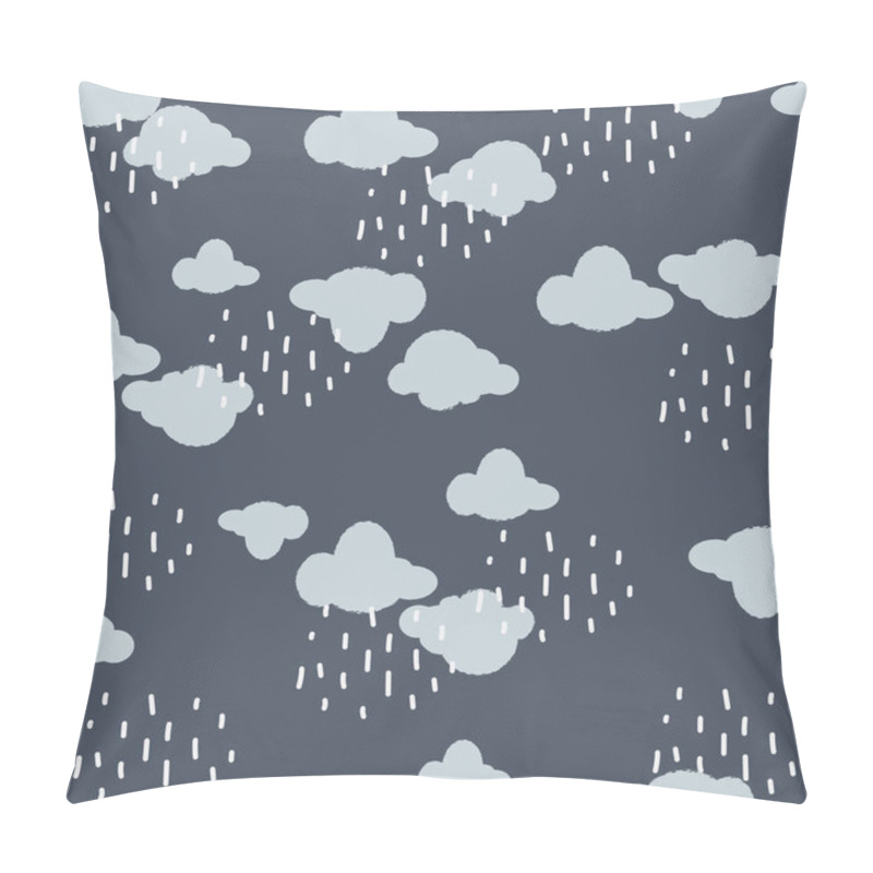 Personality  Cute Hand drawn Vector clouds rainy Season seamless pattern cartoon background with rain drops vector illustration,Design for fashion , fabric, textile, wallpaper, cover, web , wrapping and all prints  pillow covers
