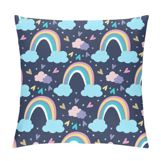 Personality  Cartoon Rainbow Vector Pattern Background. Design For Fabric, Wrapping, Textile, Wallpaper, Apparel. Pillow Covers