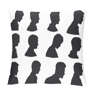 Personality  Silhouette Of Men Head, Man Face In Profile, Isolated On White Background Pillow Covers
