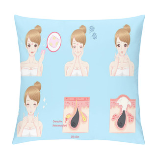 Personality  Cartoon Woman With Face Oil Pillow Covers