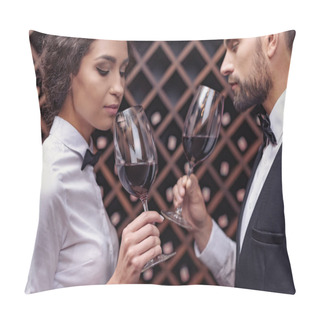 Personality  Sommeliers Tasting Wine In Cellar Pillow Covers