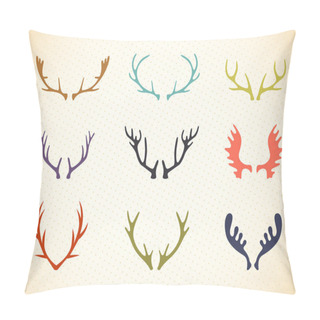 Personality  Reindeer Antlers Illustration In Vector. Pillow Covers