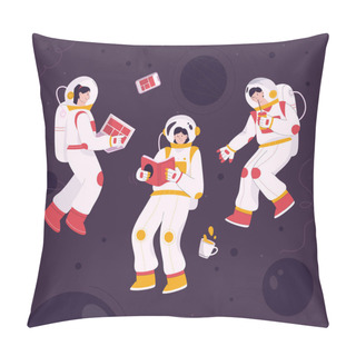 Personality  Astronauts Flying In Zero Gravity At Space Pillow Covers