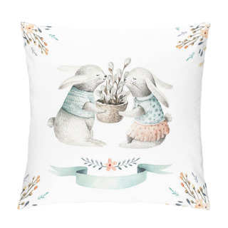 Personality  Easter Watercolor Cartoon Bunnies  Pillow Covers