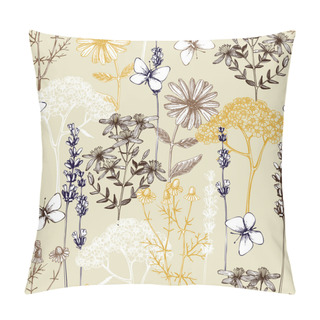 Personality  Seamless Pattern With Herbs Pillow Covers