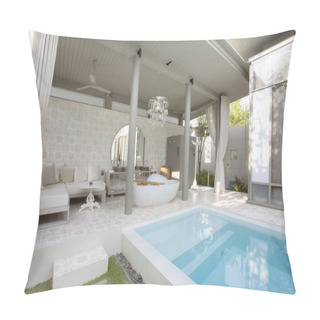 Personality  Fragment Like Image Of Nice Modern Summer Pool Terrace Pillow Covers