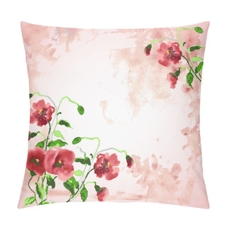Personality  Background With Flower Of Poppy Pillow Covers