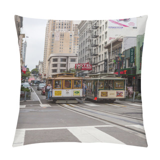 Personality  Passengers Ride In A Cable Car. San Francisco California Pillow Covers
