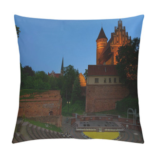 Personality  Olsztyn Amphitheater Of The Name Of Czeslaw Niemen At Night. Pillow Covers