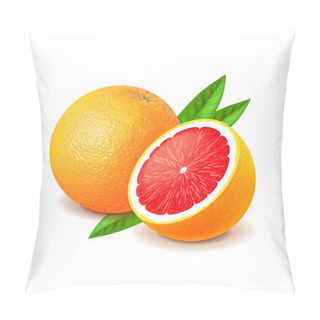 Personality  Grapefruit And Slice Isolated On White Vector Pillow Covers