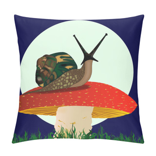 Personality  Snail Resting On A Mushroom Pillow Covers