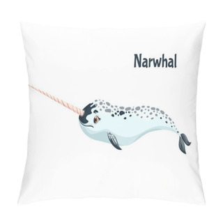 Personality  Cute Narwhal Vector Illustration. For Children, Fashion And Stationery, Childrens, Scrapbooking, Home Decor And Textiles, Surface Design. Ocean Sea World. Nursery Unicorn Of Sea. Vector Illustration Pillow Covers