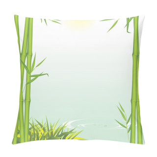 Personality  Green Bamboo Growing At Shore Of The River Pillow Covers