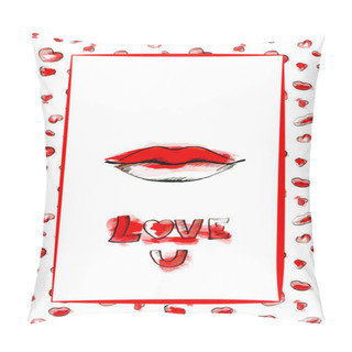 Personality  Gift Card Design With Hearts, Flower And Kisses, Love You.  Pillow Covers