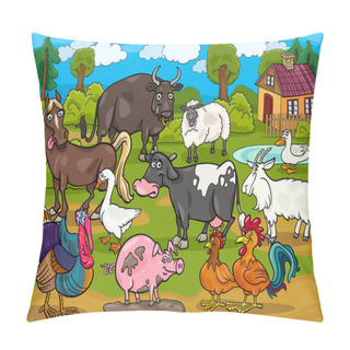 Personality  Farm Animals Country Scene Cartoon Illustration Pillow Covers