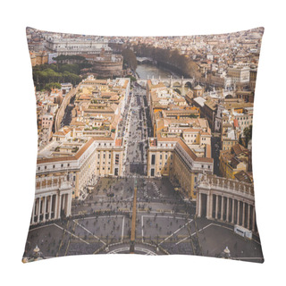 Personality  Aerial View Of Crowded People At St. Peter's Square, Vatican, Italy Pillow Covers