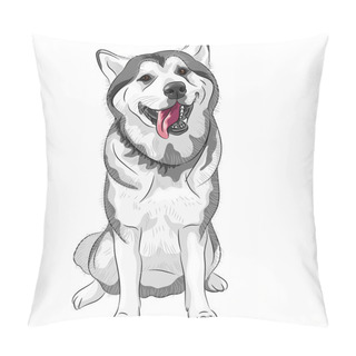 Personality  Vector Dog Sled Siberian Husky Breed Sitting And Smiling Pillow Covers