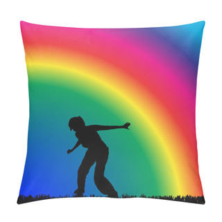 Personality  Woman Who Dances On Rainbow Pillow Covers