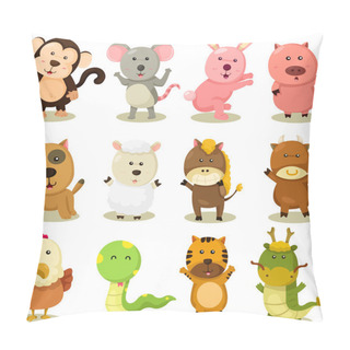 Personality  Illustrator Of Zodiac Animal Set Pillow Covers