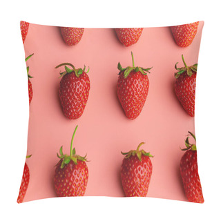 Personality  Strawberry On Pink Background. Creative Food Concept. Pillow Covers