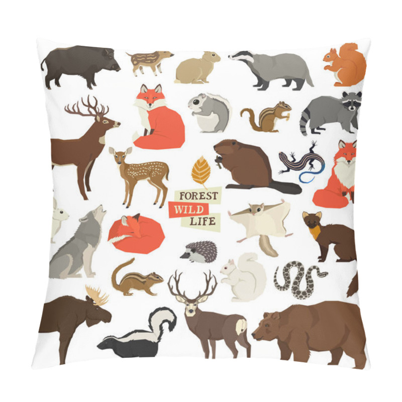 Personality  Vector illustrations of the wild animals Forest wildlife Isolated objects Geometric style pillow covers