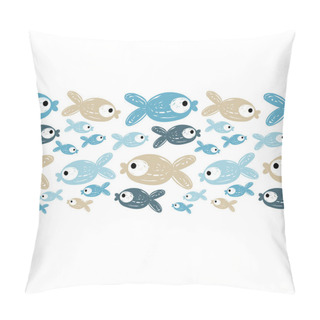 Personality  Seamless Vector Background With Decorative Fish. Hand-drawing. Textile Rapport. Pillow Covers
