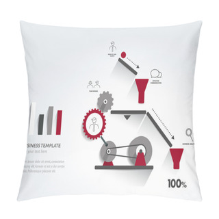 Personality  Moving Working Mechanism. Infographics Robotic Diagram. Vector Illustration. Pillow Covers