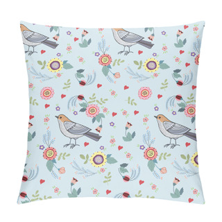 Personality  Spring Seamless Pattern With Birds Pillow Covers
