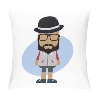 Personality  Hipster With Bowler Hat Pillow Covers