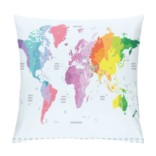 Personality  Vector Color Worldwide Map Of Local Time Zones Pillow Covers