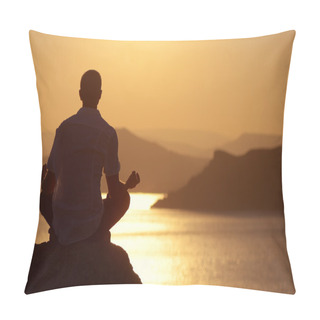 Personality  Guy Meditating At Sunset Pillow Covers