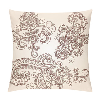 Personality  Henna Mehndi Tattoo Doodles Vector Design Elements Pillow Covers