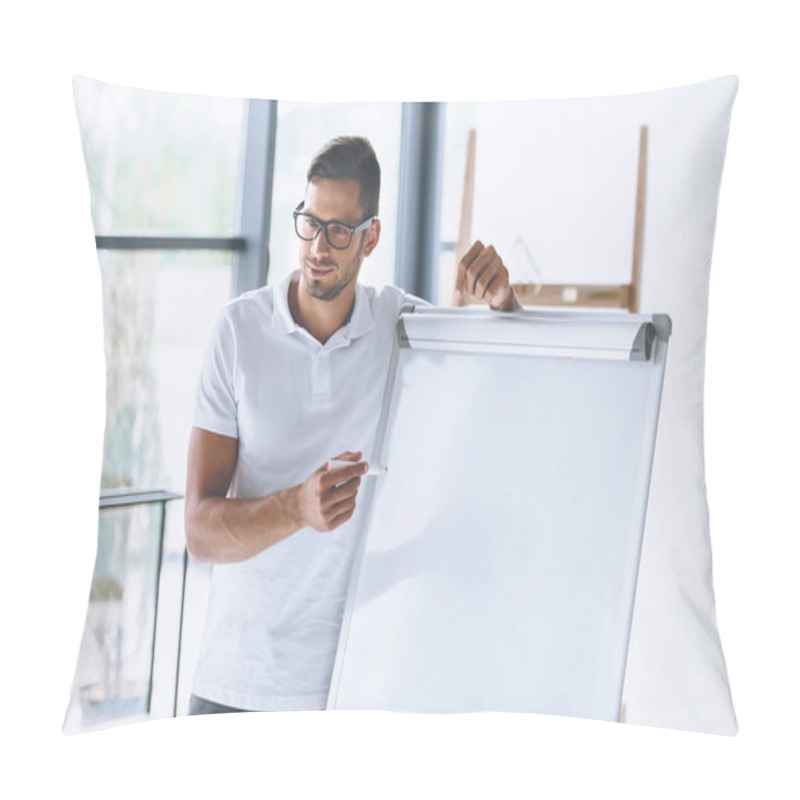 Personality  businessman making presentation pillow covers