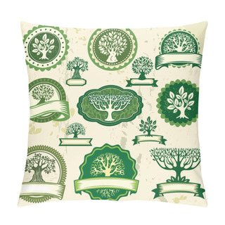 Personality  Set Vintage Labels With Trees Pillow Covers